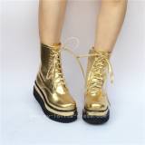 Sweet Glossy Gold Lolita Boots High Platform O