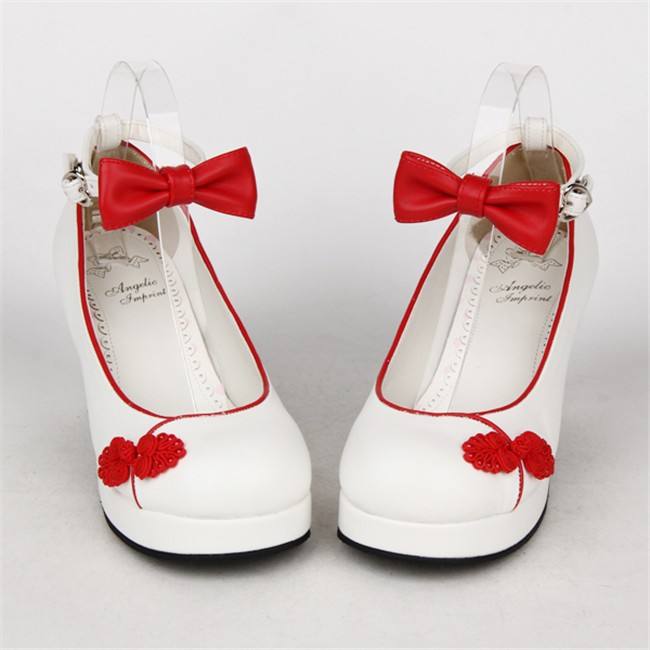Angelic Imprint- Elegant Bow Embroidery Round/Square Heels Qi Lolita Shoes