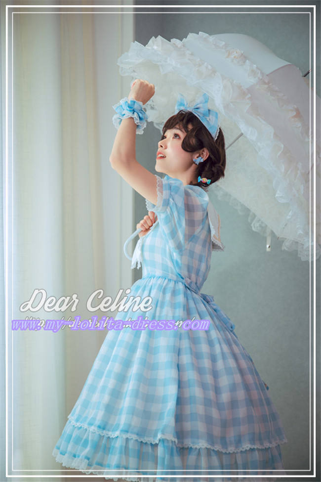 Fruit Sugers In Summer Gingham Lolita OP - Ready MADE