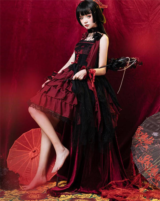 Nine Odes ~She Sings In The Mountain~ Gothic Lolita JSK -Ready Made