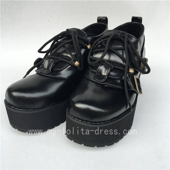 Gothic Black Matte Lolita High Platform Shoes