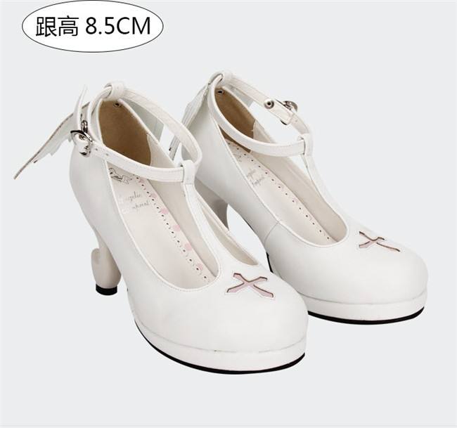 Angelic Imprint- Elegant T-shaped Straps Lolita Heels Shoes with Angel Wings