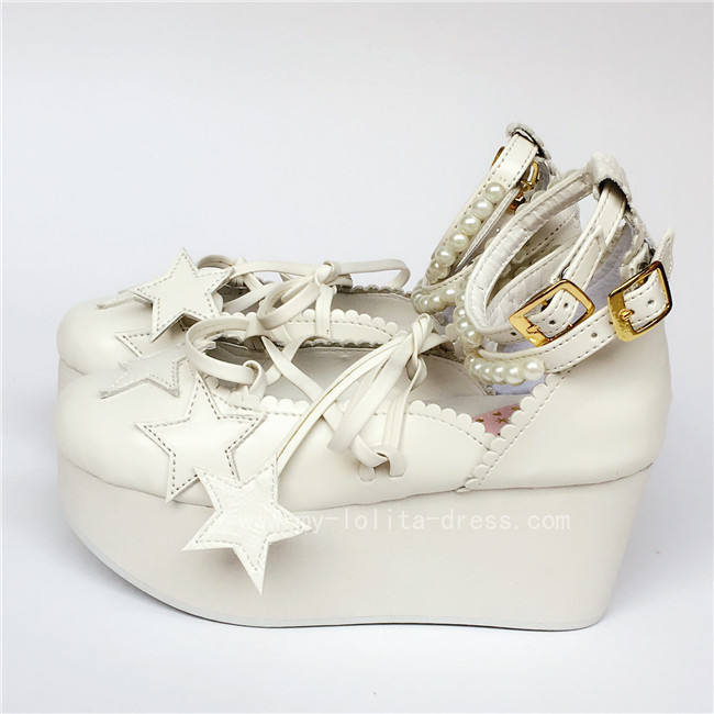 Sweet Beadchain Stars Lolita High Platform Shoes