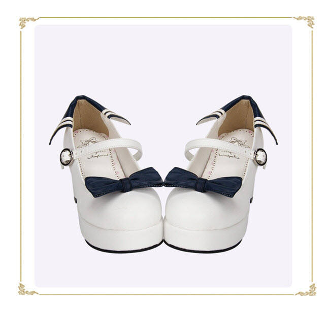 Angelic Imprint- Beautiful Sailor Style Single Belt Square Heels Lolita Shoes
