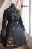 Winter Black Lolita Jacket with Golden Bird Cage Embroidery & Cape Out