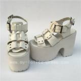Beautiful White Matte Dots Lolita High Platform Shoes