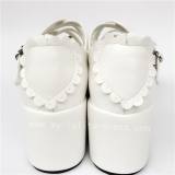 High Platform White Heart Bow Lolita Shoes
