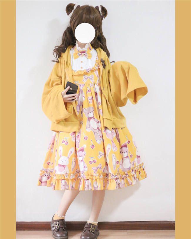 Doll Bear~ Sweet Fake Two Pieces Lolita OP -Ready Made