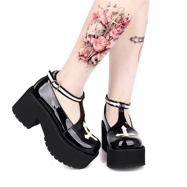 Gothic Punk Style Cross Lolita Shoes