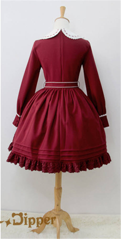 Little Dipper  ~Cat + Moon + Stars~ Embroidery Lolita Long Sleeves OP Dress - In Stock