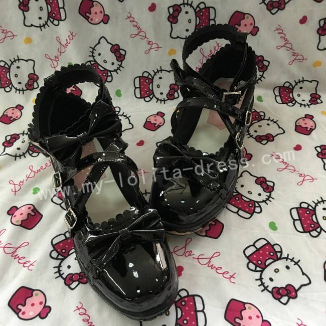 Shiny Purple Bows Lolita Shoes