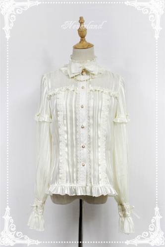 Audrey~ Stand Coolar Flare Sleeves Chiffon Lolita Blouse