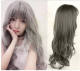 Lady's Beautiful Smoky Gray Lolita Long Curls Wig with Air Bangs off