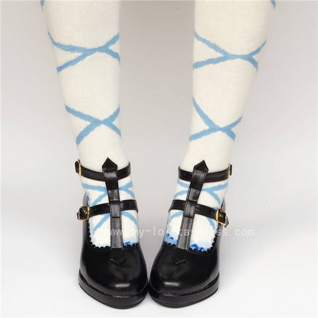 Black Matte Lolita Thin Heels Shoes