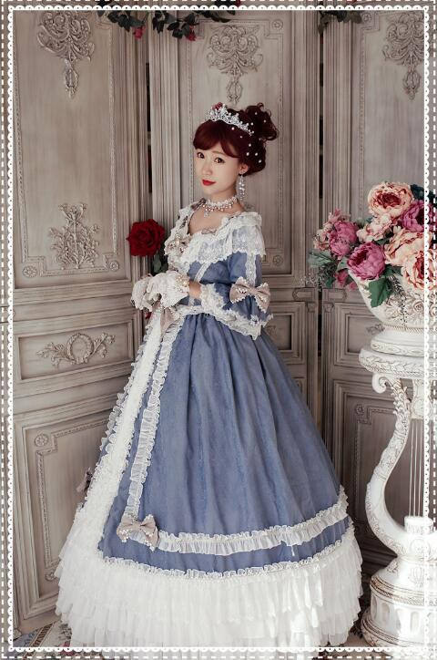 Moira~ Lolita Short Sleeves OP Dress -Sax Size XL In Stock