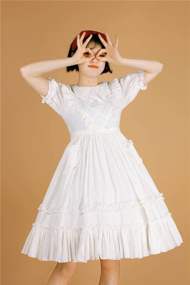 Peach Heart~ Sweet Lolita Short Sleeves OP -Pre-order Closed