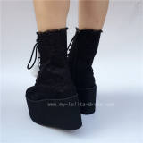Black Lace Lolita High Platform Boots