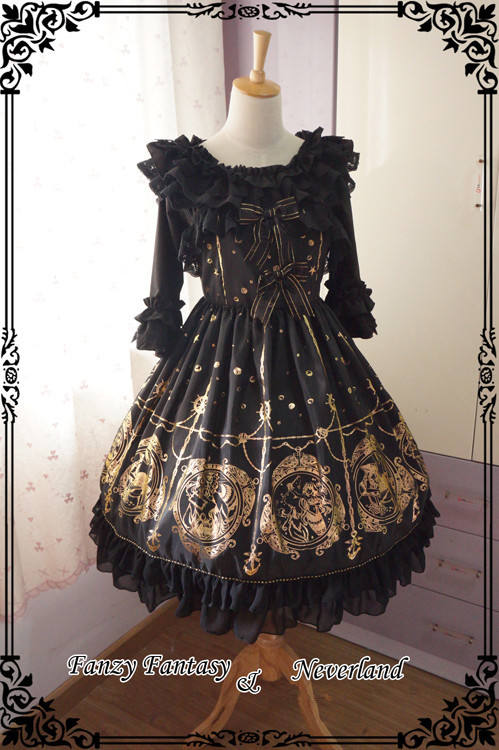 ***The Mermaids Singing*** Series Gold Stamping High Waist Lolita JSK