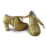 Beautiful Golden Yellow Yellow-gold Silver Heels Shoes
