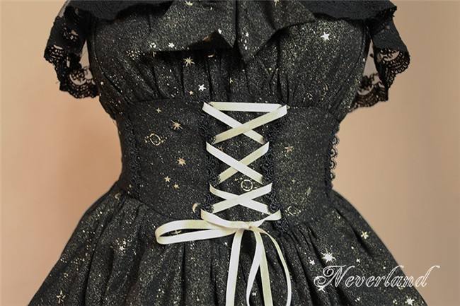Neverland Lolita -Fly Me to Polaris- Gold Stamping Chiffon Lolita JSK