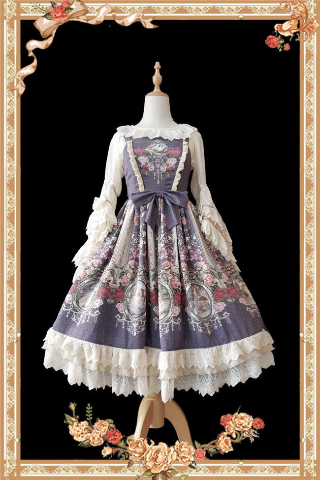 Royal Mural~ Sweet Lolita Printed JSK+Headbow-Ready Made