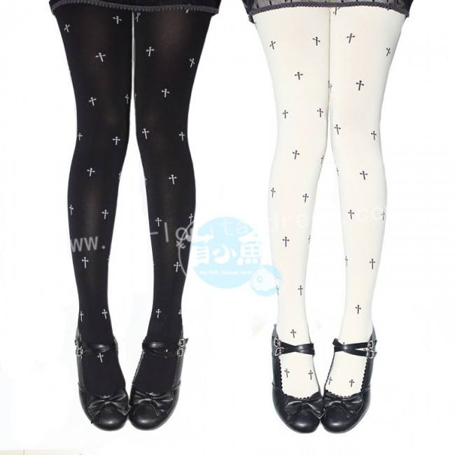 Mufish Cross Printed Sweet Lolita Tights - IN STOCK