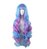 Lady's Multicolor Anime Cosplay Long Curls Wig with Bangs off