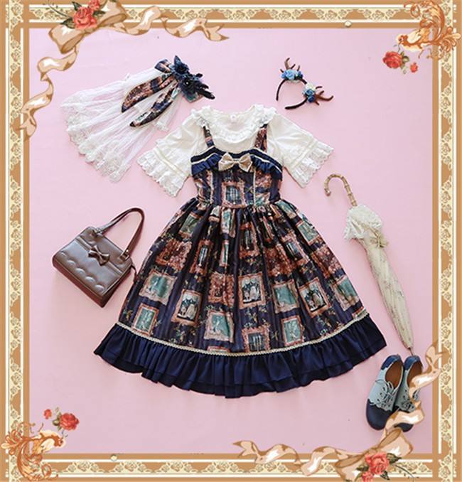 Still Life Picture Frame~ Lolita Printed JSK Dress -out