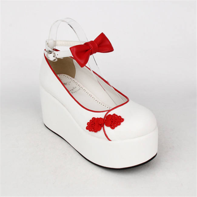 Angelic Imprint- Elegant Bow Embroidery Qi Lolita High Platform Shoes