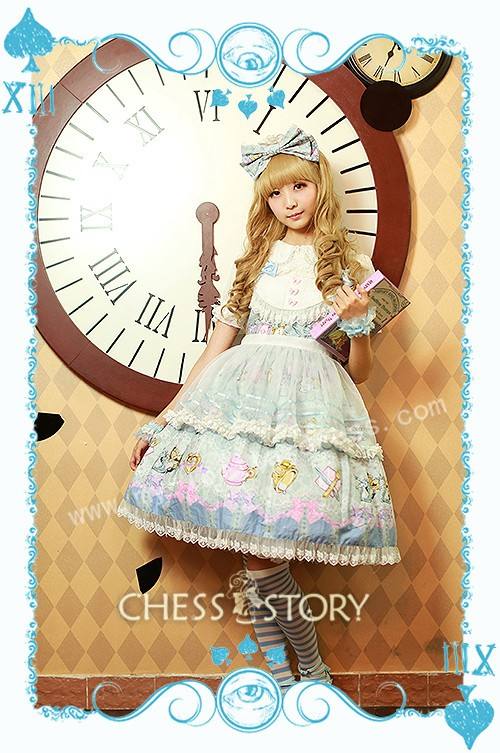 Chess Story Alice's Mad Tea Party Sweet Lolita Jumper Dress