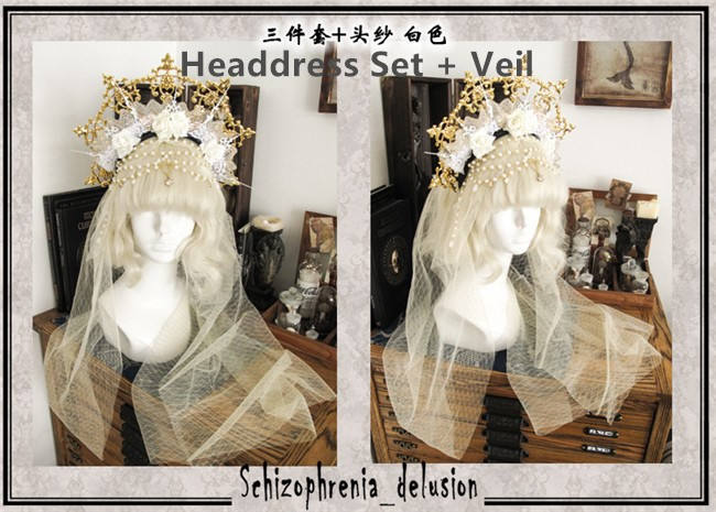 Gothic Rococo The Sick Rose Crown Headdress Set -Ready Made