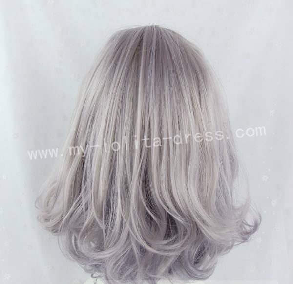 Sweet Light Grey Silver Blue Bobo Lolita Short Wig