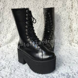 Gothic Matte Black Lolita Heels Boots O