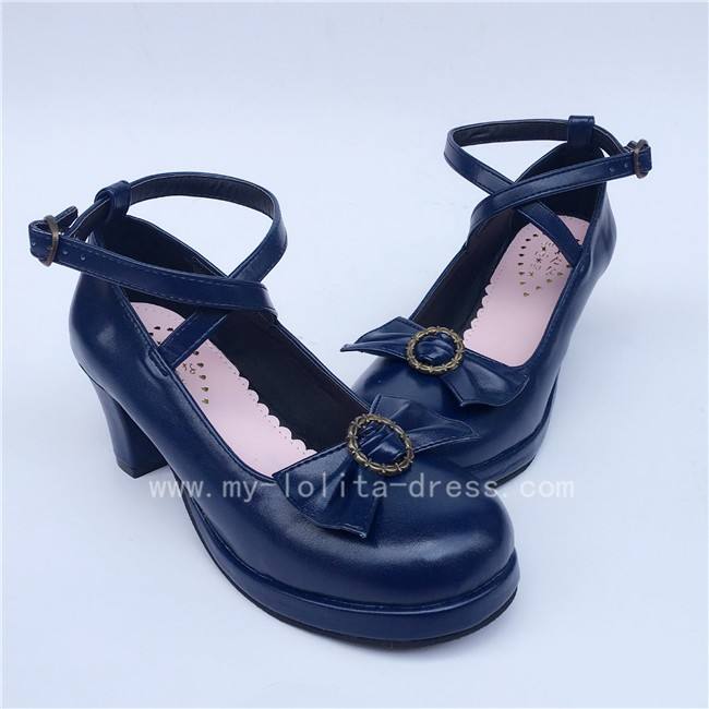 Sweet Cross Belts Single Bow Lolita Shoes