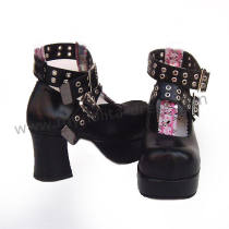 Black Double Straps Heels Lolita Shoes