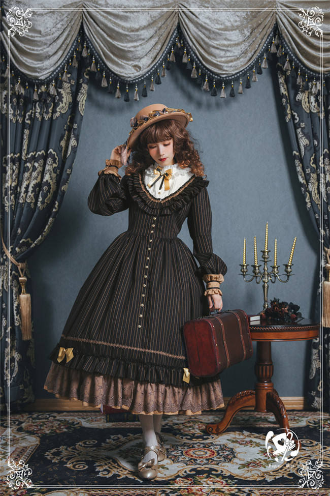 The Florentine Traveller~ College Style Lolita Long Sleeves OP  -Ready Made