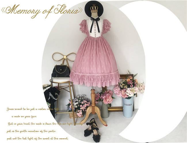 Memory of Floria~ Vintage Lolita OP Short/Long Version-Ready Made