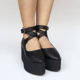 High Platfrom Black Lolita Cowhide Shoes