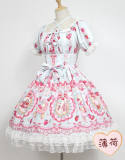 Strawberry Bunny~ Lolita Printed Short Sleeves OP Dress