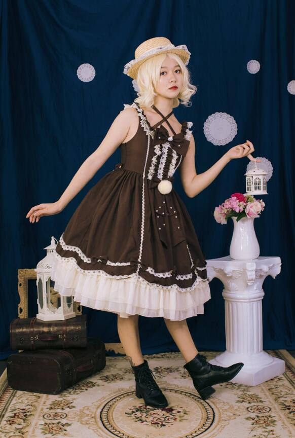 Halter Neckline Classic Lolita Jumper Dress -out