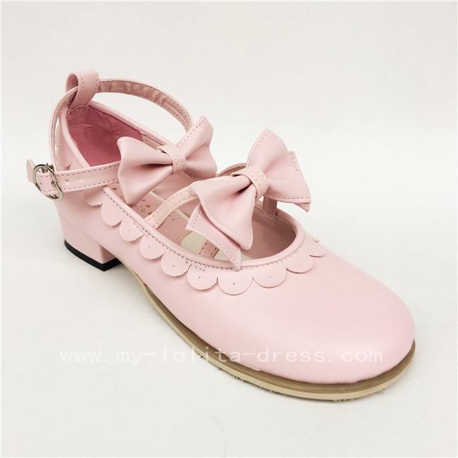 Matte Red Double Bow Lolita Shoes