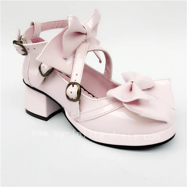 Sweet Bows Belts Square Heels Lolita Shoes