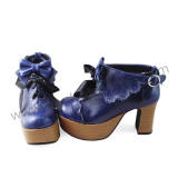 Dark Blue Bows Lolita Heels Shoes