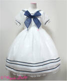 Organza Tailored Sailor Collar High Waist Lolita OP Dress -out