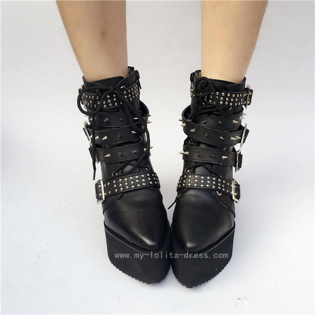 Punk Style Black Height Increasing Lolita Boots