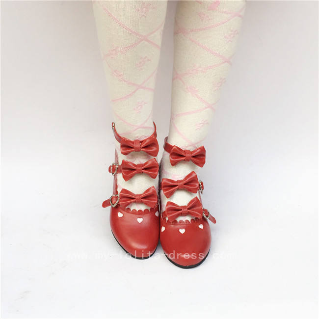Light Brown Bows Antaina Tea Party Lolita Shoes Heels