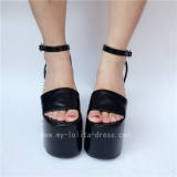 Black Matte Single Belt Rivets Lolita Sandals
