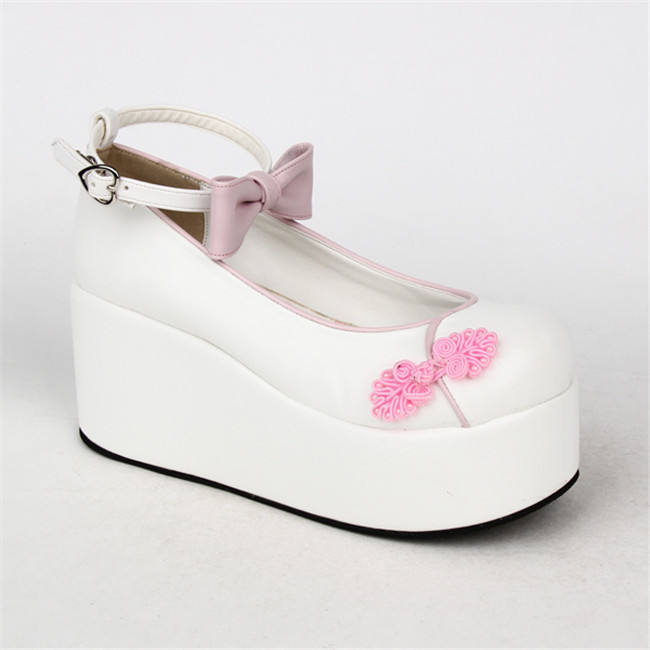 Angelic Imprint- Elegant Bow Embroidery Qi Lolita High Platform Shoes