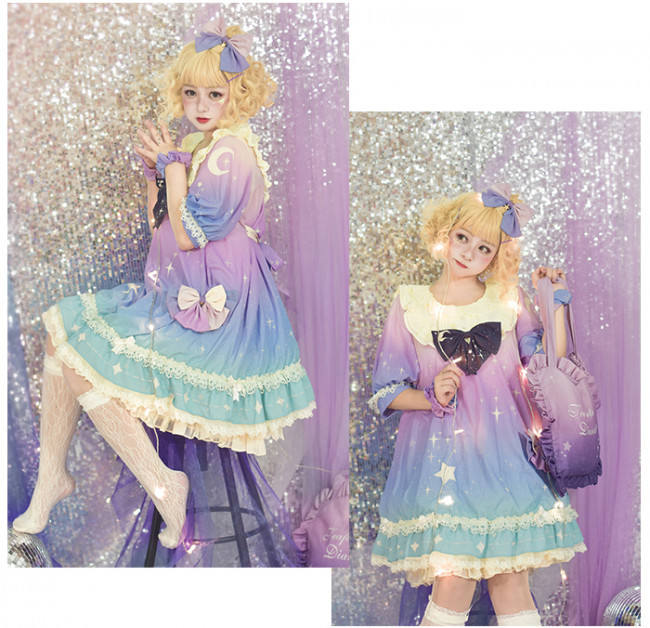 DianaStar Gradient Babydoll Lolita Dress Red OP 83CM In Stock-out