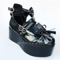 Black Matte Bows Straps Lolita High Platfrom Shoes